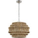Chapman & Myers Antigua LED 22 inch Polished Nickel and Natural Abaca Drum Chandelier Ceiling Light, Small