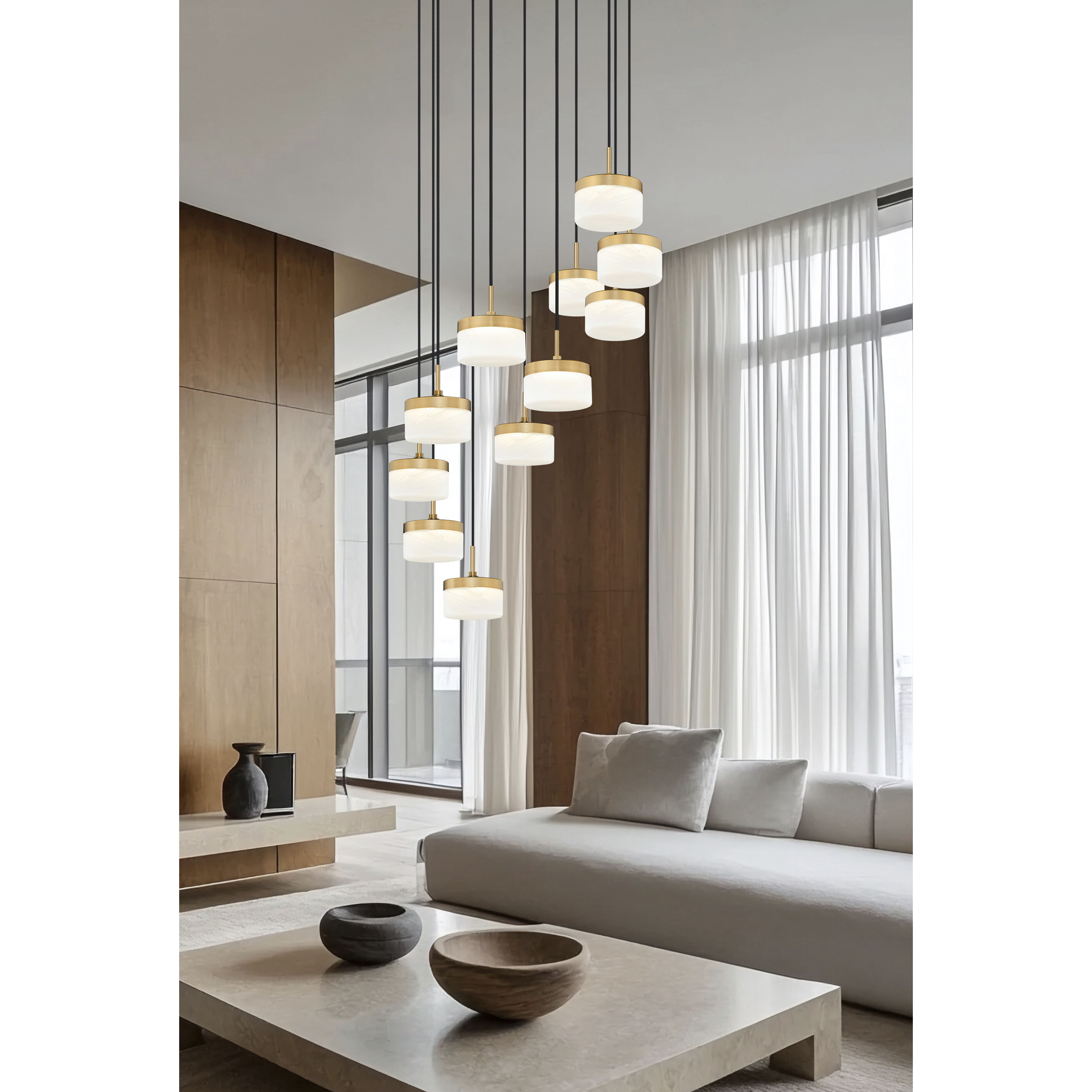 Renaud LED 28 inch Modern Gold Chandelier Ceiling Light