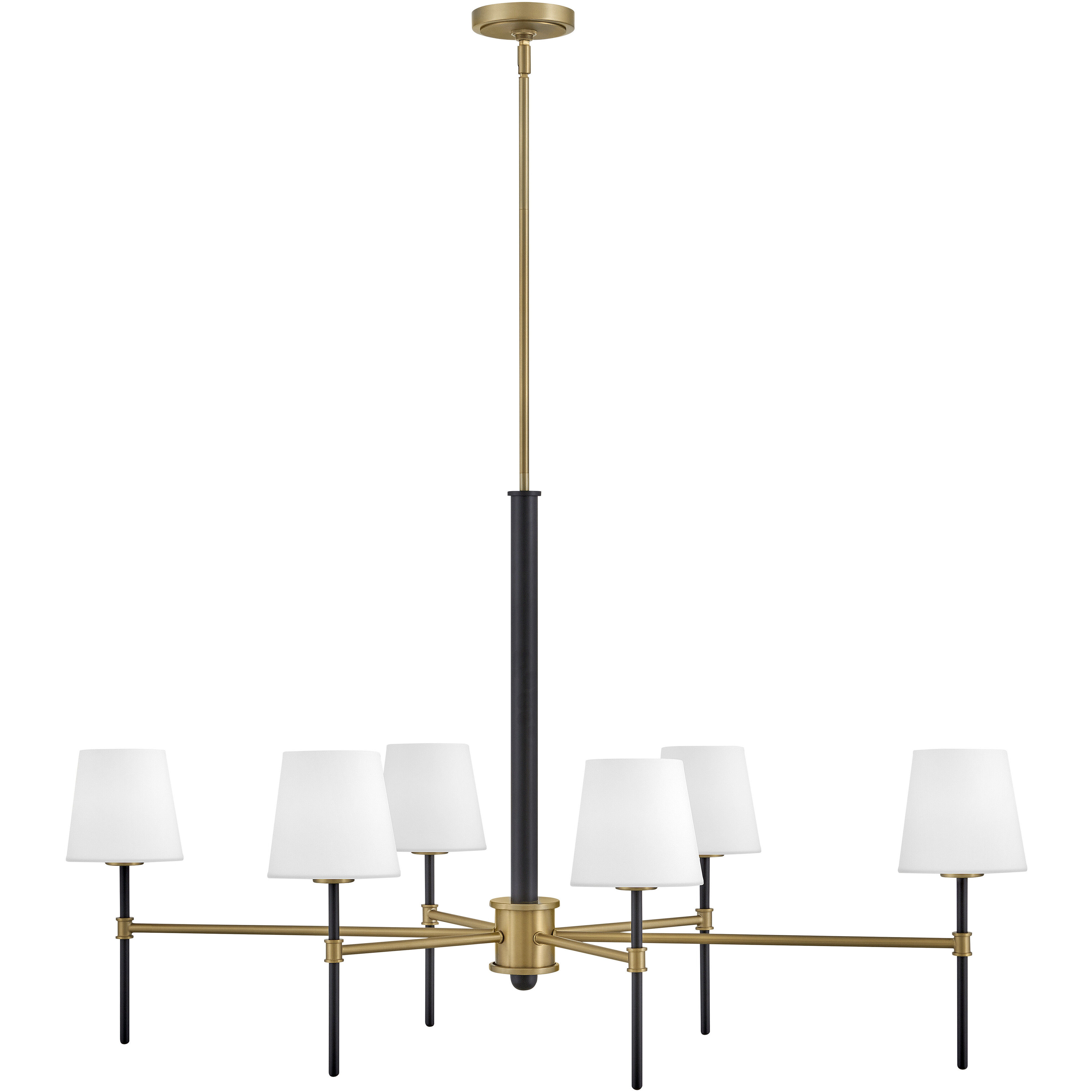 Saunders 6 Light 45 inch Black with Lacquered Brass Chandelier Ceiling Light