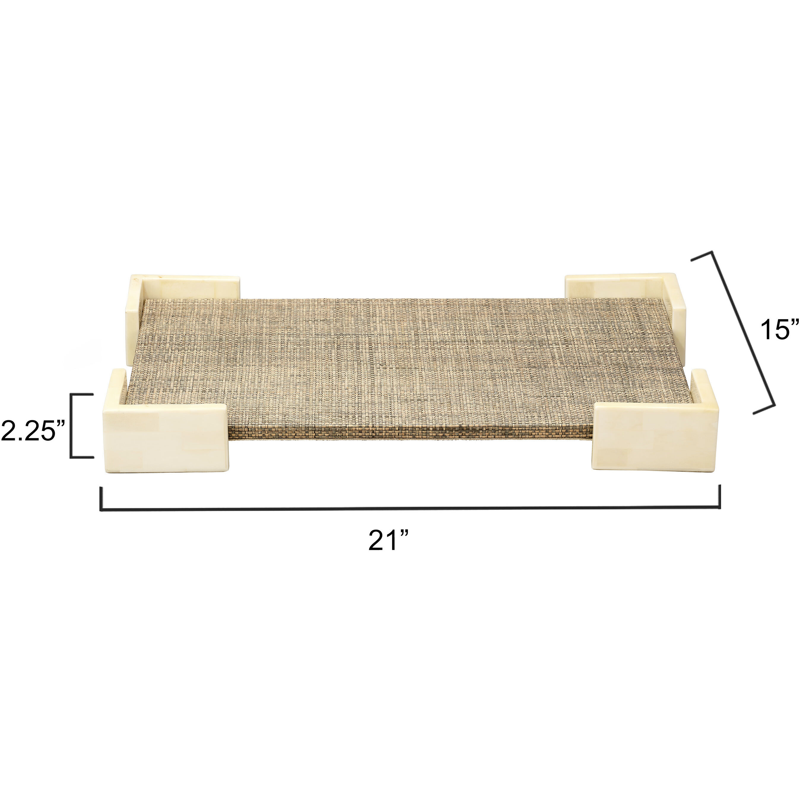 Paradise Grey Steel Raffia and Ivory Bone Bone Tray