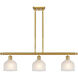 Ballston Dayton 3 Light 36 inch Satin Gold Island Light Ceiling Light in White Glass, Ballston