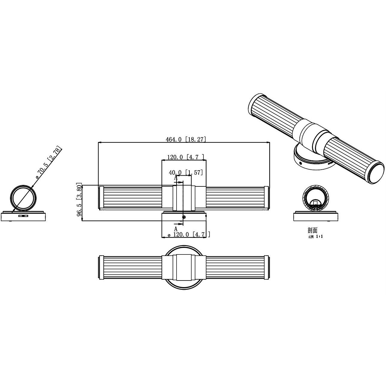 Warwick LED 18.5 inch Modern Gold Bath Vanity Wall Light