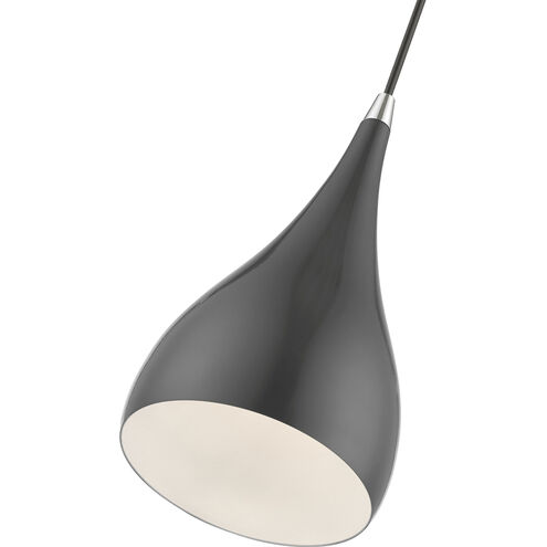 Amador 1 Light 6.25 inch Shiny Dark Gray with Polished Chrome Accents Mini Pendant Ceiling Light