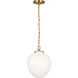 Thomas O'Brien Katie2 1 Light 10.5 inch Hand-Rubbed Antique Brass Acorn Pendant Ceiling Light in White Glass