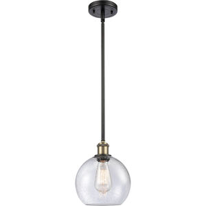 Ballston Athens 1 Light 8 inch Black Antique Brass Pendant Ceiling Light in Seedy Glass, Ballston