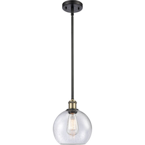 Ballston Athens LED 8 inch Black Antique Brass Pendant Ceiling Light in Seedy Glass, Ballston