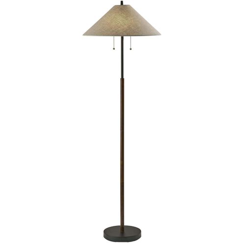 Palmer 62 inch 60.00 watt Black / Walnut Wood Floor Lamp Portable Light