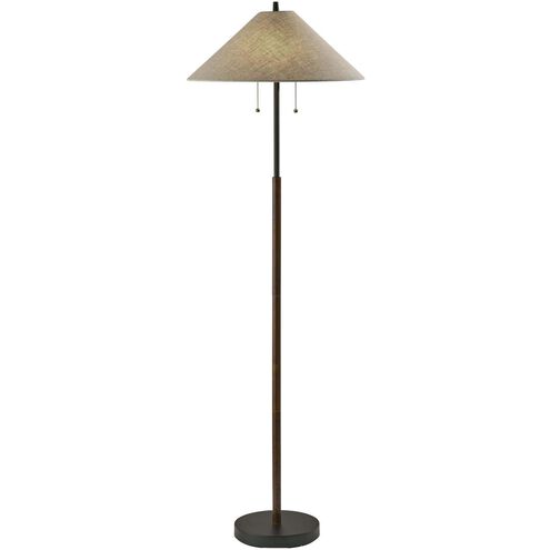 Palmer 62 inch 60.00 watt Black and Walnut Wood Floor Lamp Portable Light 