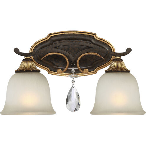 Chateau Nobles 2 Light 16.25 inch Raven Bronze with Sunburst Gold Bath Light Wall Light