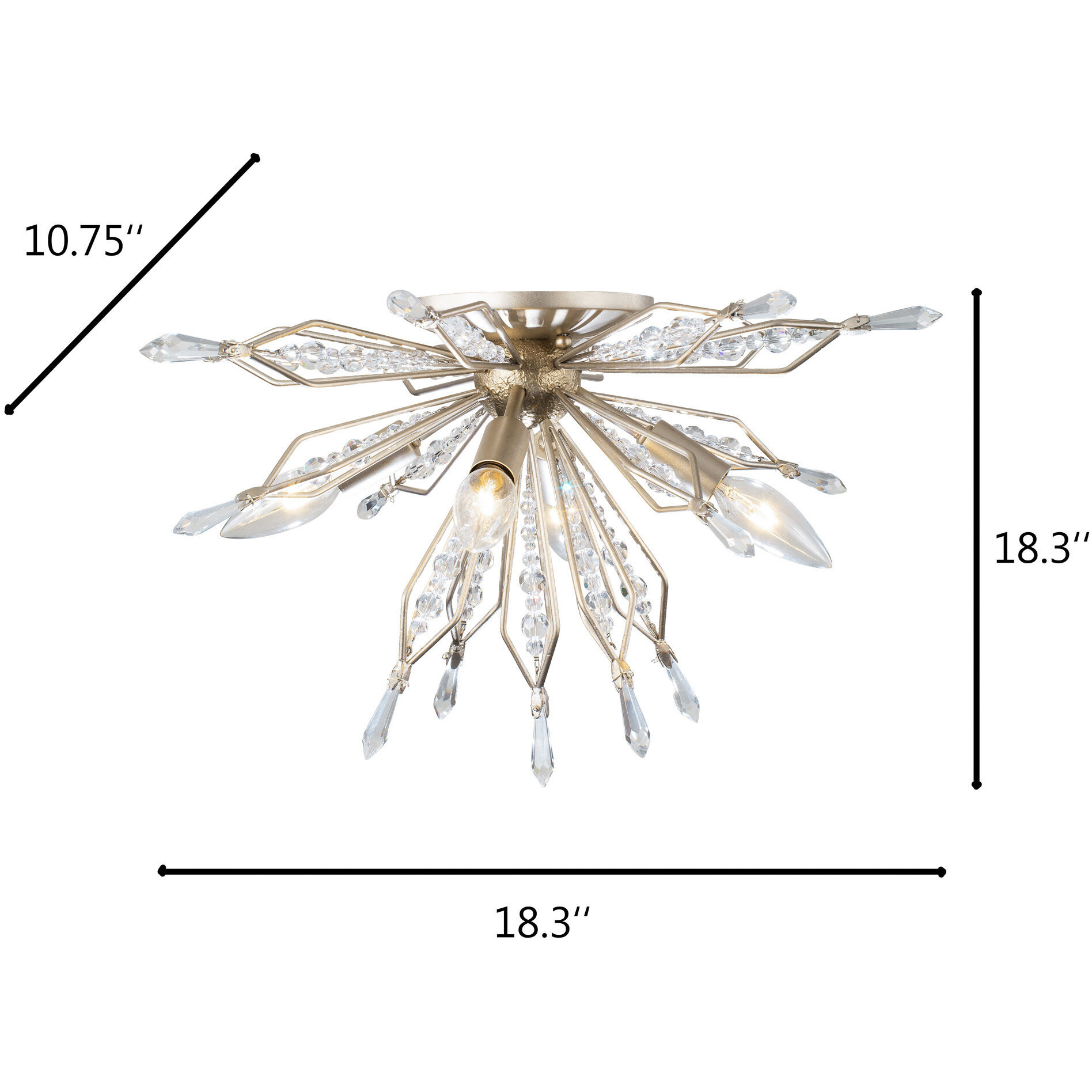 Orbital 4 Light 18.3 inch Gold Dust Semi-Flush Ceiling Light