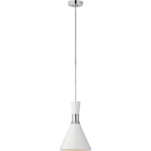 Visual Comfort Studio Vc Liam 1 Light 10 inch Polished Nickel Pendant Ceiling Light in Matte White, Small Conical S5640PN-WHT - Open Box
