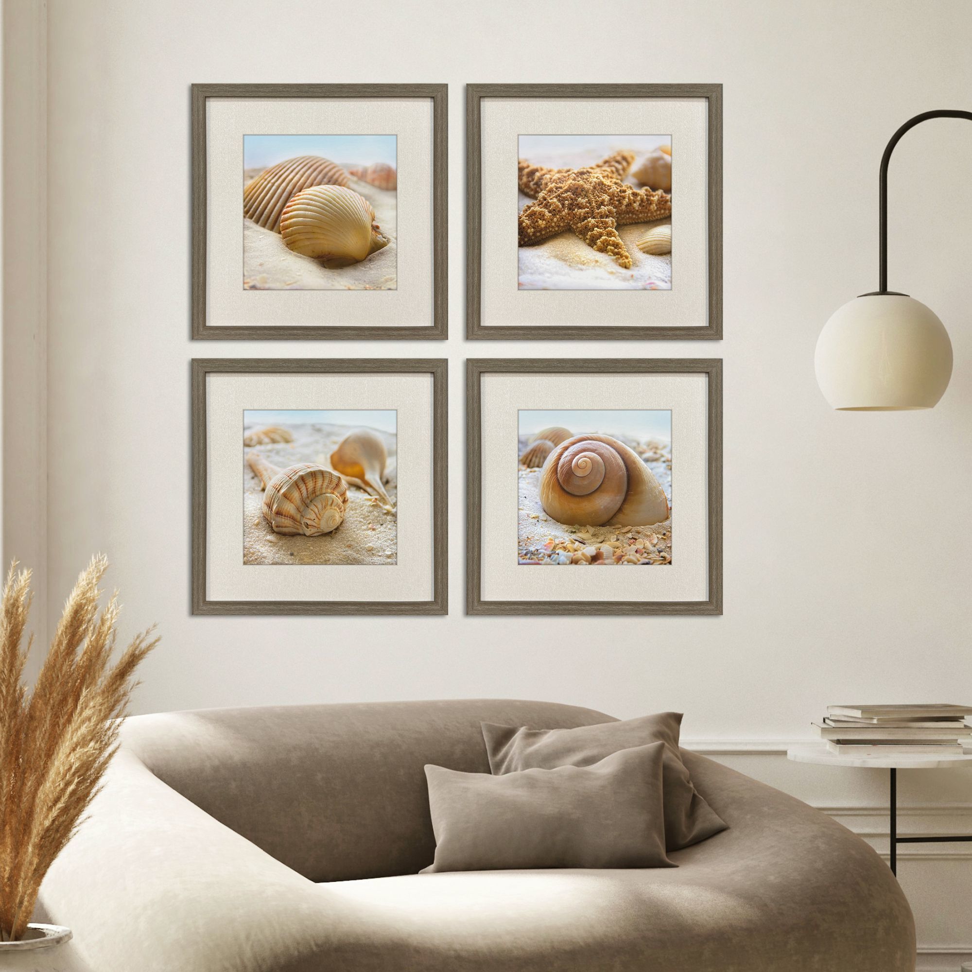 Beachy Shells Brown and Beige and Blue and Neutral Framed Art