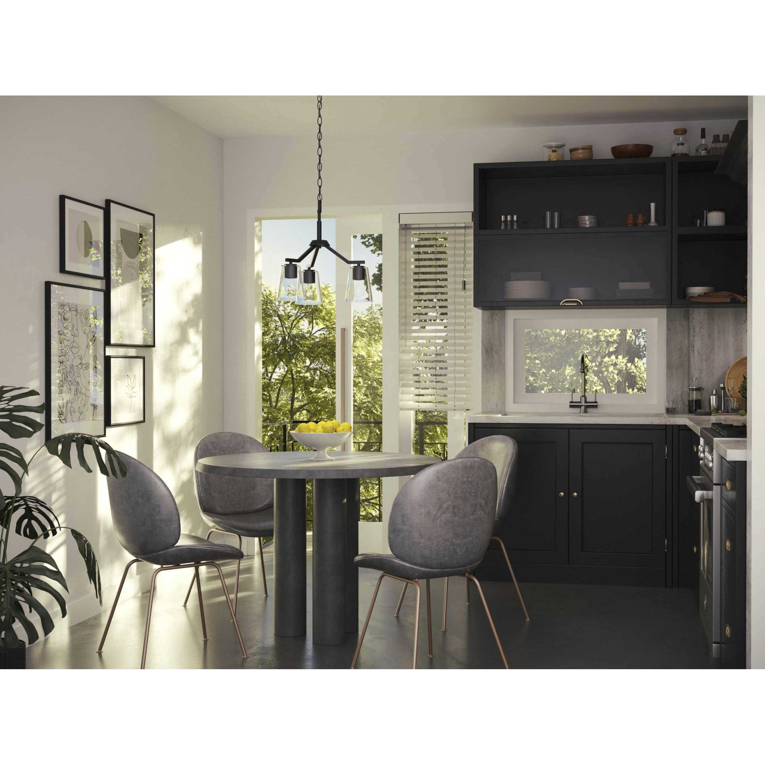 Vertex 3 Light 18 inch Matte Black Convertible Chandelier Ceiling Light