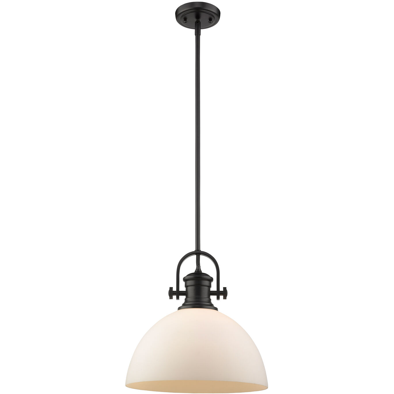 Yep Hines 1 Light 13.5 inch Matte Black Pendant Ceiling Light in Opal Glass, Large