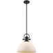 Yep Hines 1 Light 13.5 inch Matte Black Pendant Ceiling Light in Opal Glass, Large