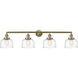 Franklin Restoration Bell LED 44 inch Antique Brass Bath Vanity Light Wall Light in Clear Deco Swirl Glass