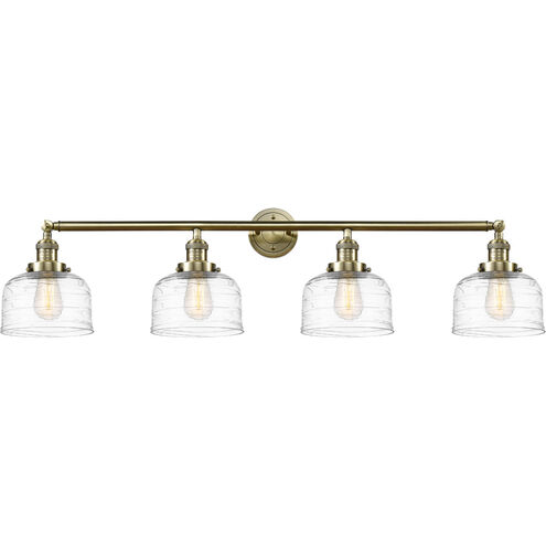 Franklin Restoration Bell LED 44 inch Antique Brass Bath Vanity Light Wall Light in Clear Deco Swirl Glass