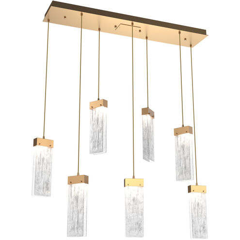 Parallel LED 44.2 inch Novel Brass Linear Pendant Ceiling Light in Clear Granite, 2700K LED, Multi-Port