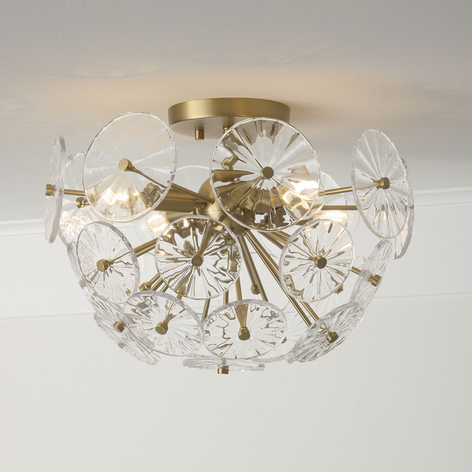 Emelie 4 Light 15.5 inch Matte Brass Semi-Flush Mount Ceiling Light