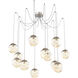 Aster 12 Light 18.7 inch Metallic Beige Silver Swag Multi-Pendant Ceiling Light in Amber