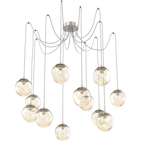 Aster 12 Light 18.7 inch Metallic Beige Silver Swag Multi-Pendant Ceiling Light in Amber