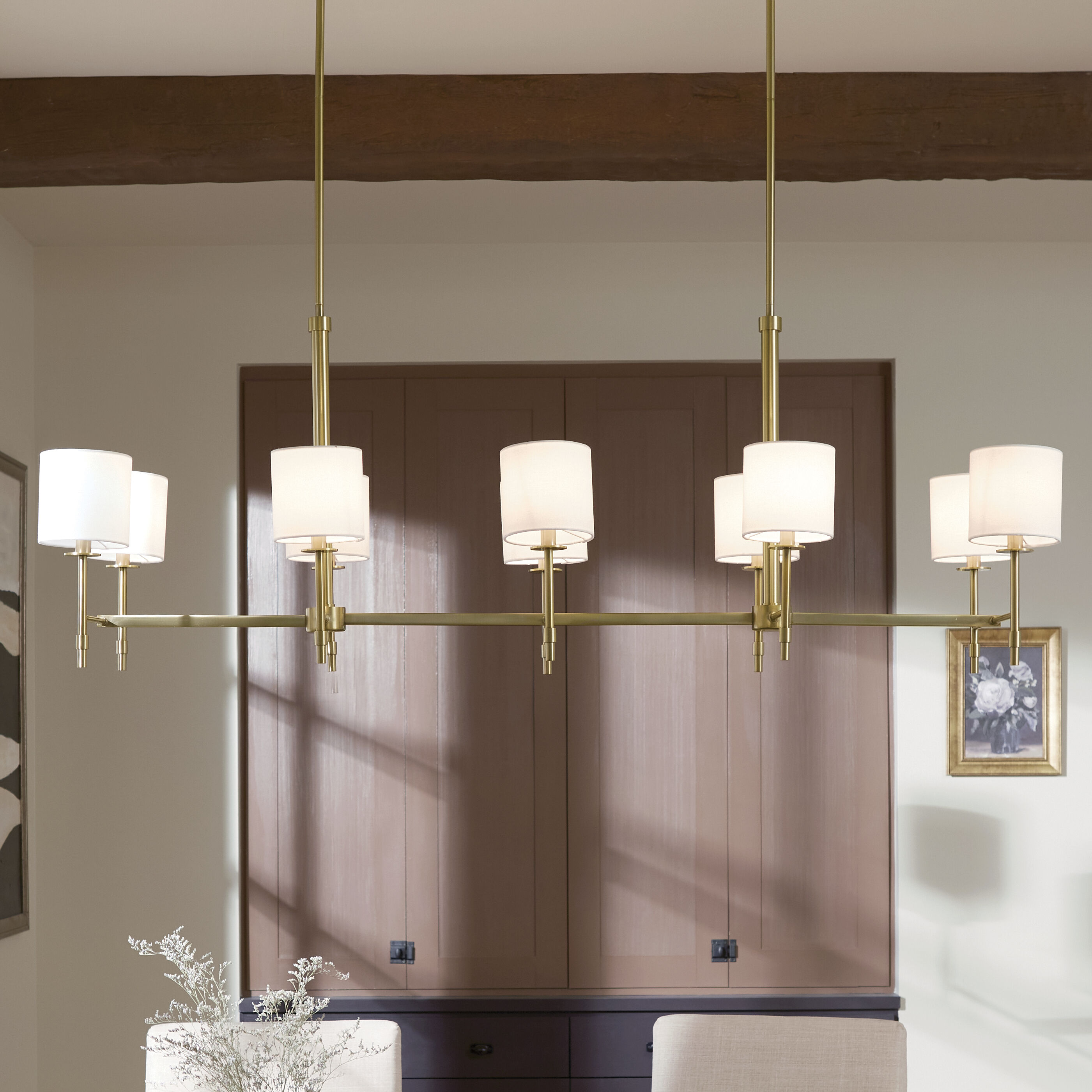 Ali 10 Light 17 inch Brushed Natural Brass Chandelier Linear Ceiling Light