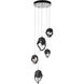 Chrysalis 5 Light 15.7 inch White Pendant Ceiling Light in Black Crystal, Long Pipe