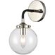 Boudreaux Sconce Wall Light in Matte Black with Polished Nickel