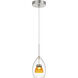 Double Glass LED 4.25 inch Clear Yellow Mini Pendant Ceiling Light in Amber Glass