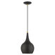 Andes 1 Light 8 inch Black with Antique Brass Accents Mini Pendant Ceiling Light