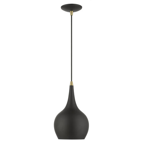 Andes 1 Light 8 inch Black with Antique Brass Accents Mini Pendant Ceiling Light