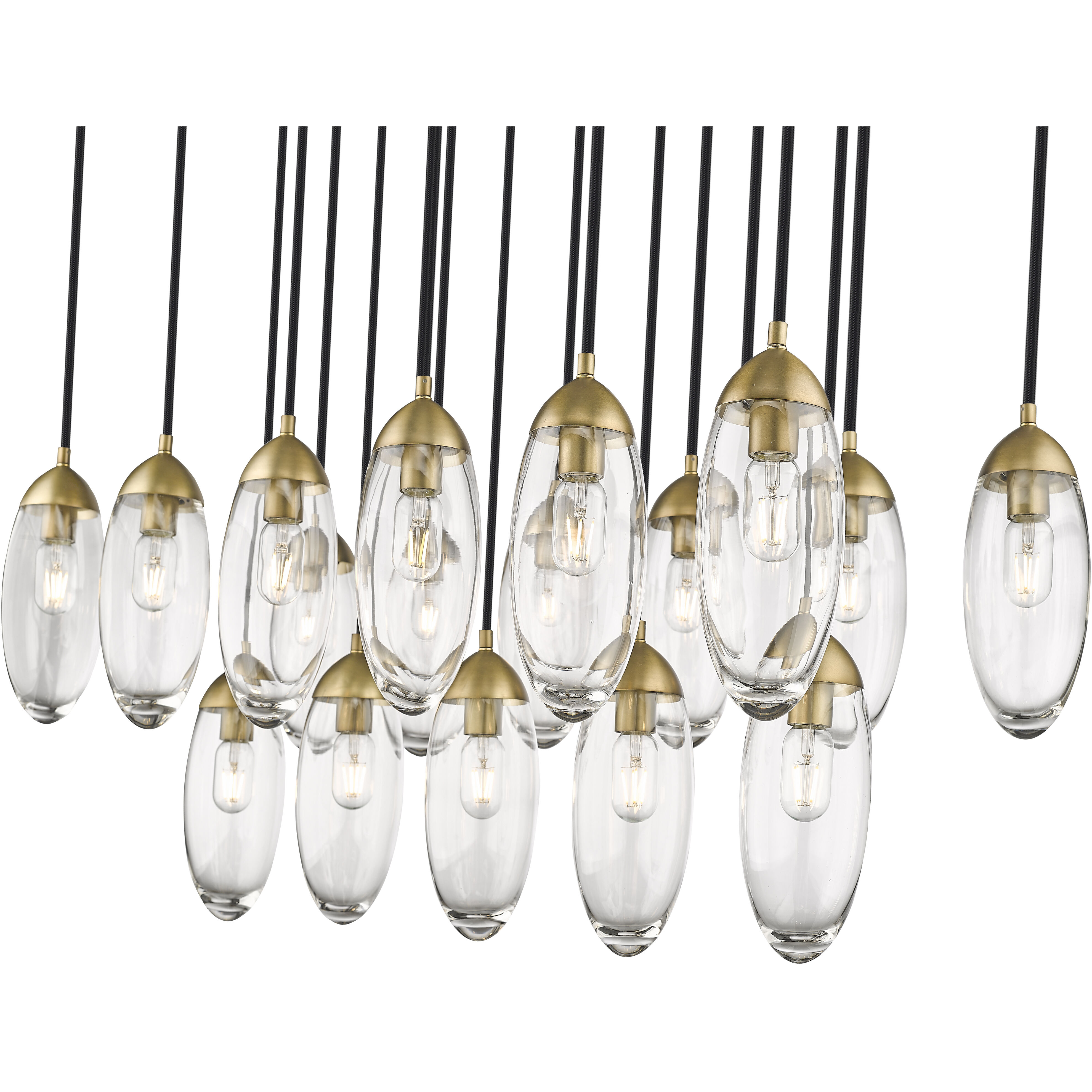 Arden 17 Light 42 inch Rubbed Brass Linear Chandelier Ceiling Light