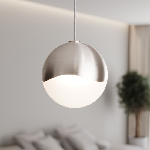 Grapes LED 3 inch Satin Nickel Pendant Ceiling Light in White Glass