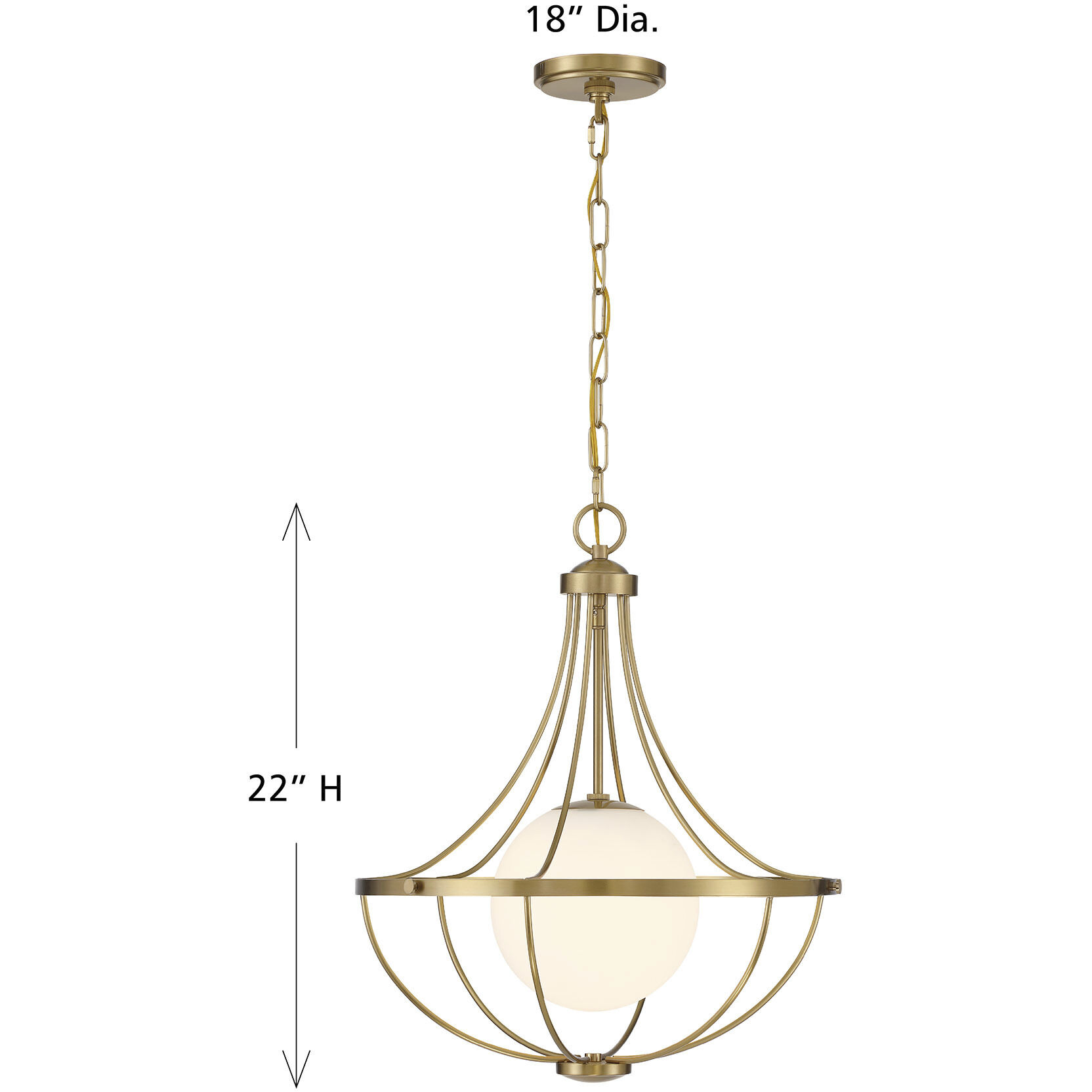 Contemporary 1 Light 18 inch Natural Brass Pendant Ceiling Light