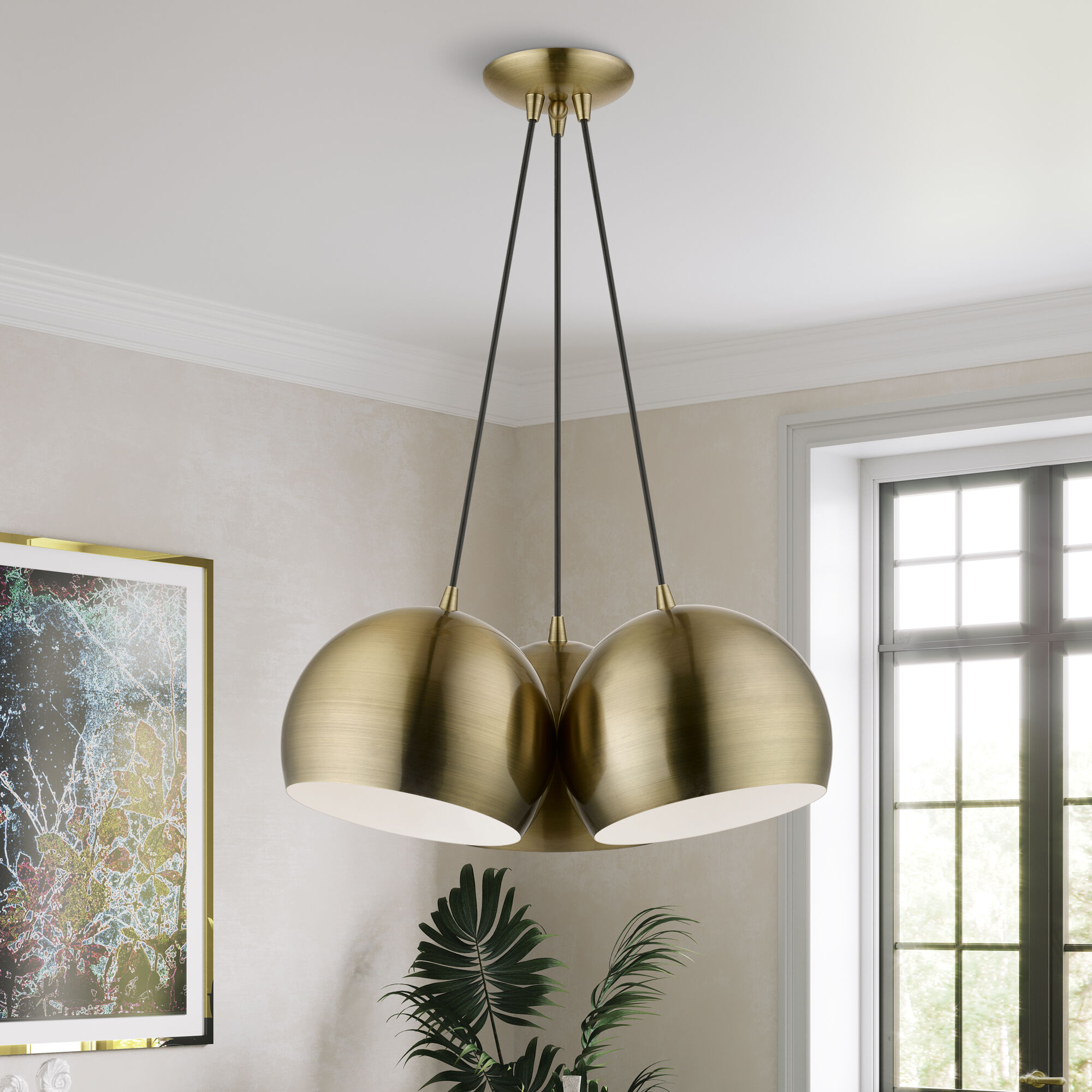 Piedmont 3 Light 22 inch Antique Brass Multi Pendant Ceiling Light