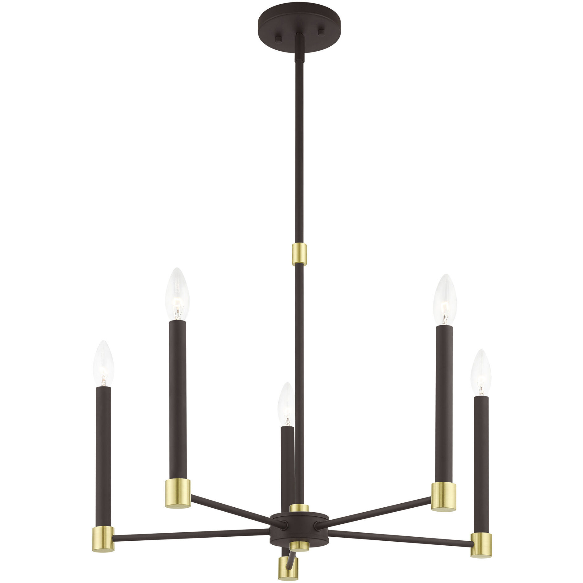 Karlstad 5 Light 24 inch Bronze with Satin Brass Accents Chandelier Ceiling Light