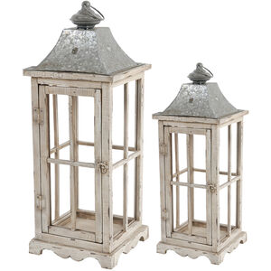 Evelyn 18 X 7 inch Silver and White Wash Patio Candle Lanterns, Set of 2 