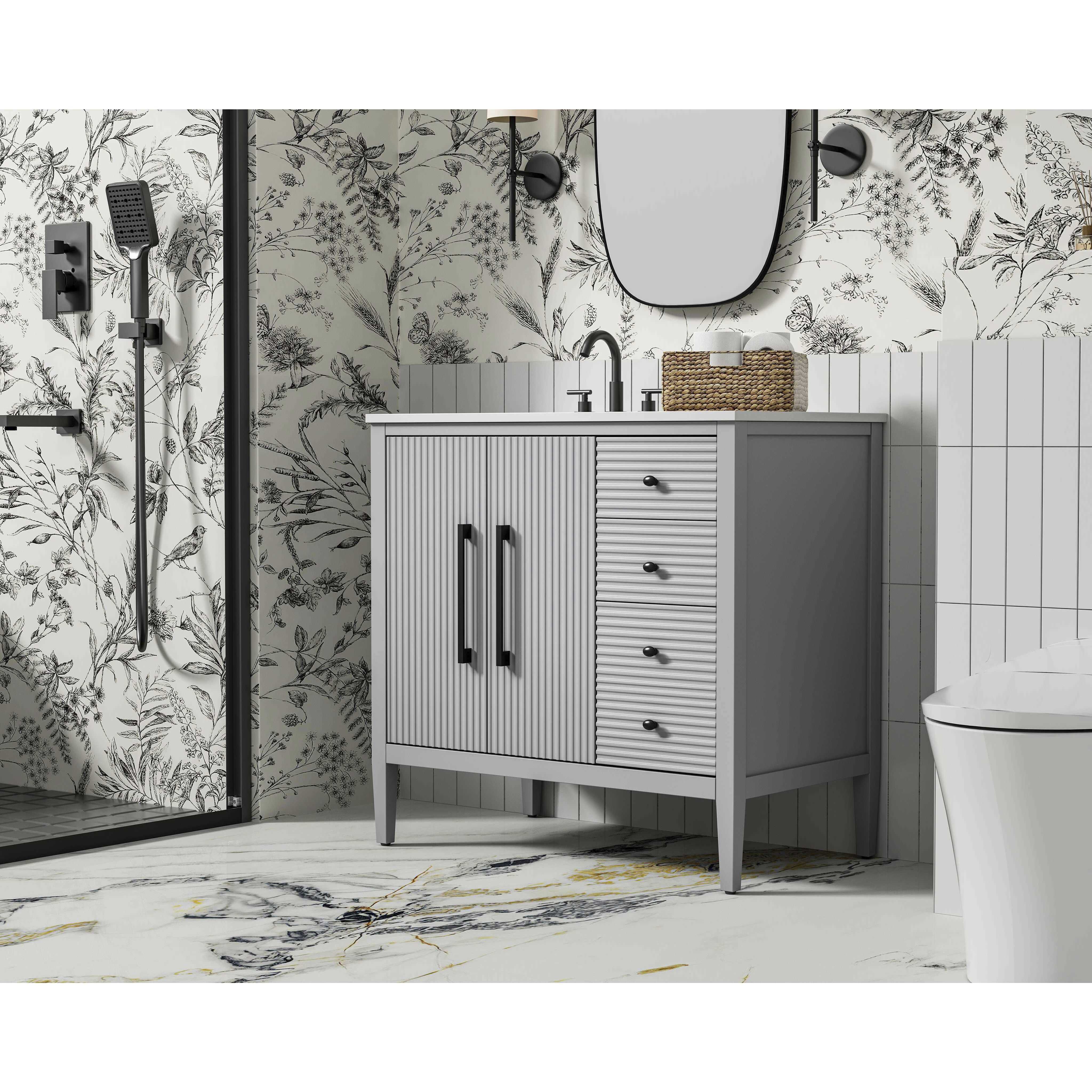 Blakely 36 X 34 inch Grey Bathroom Vanity Cabinet
