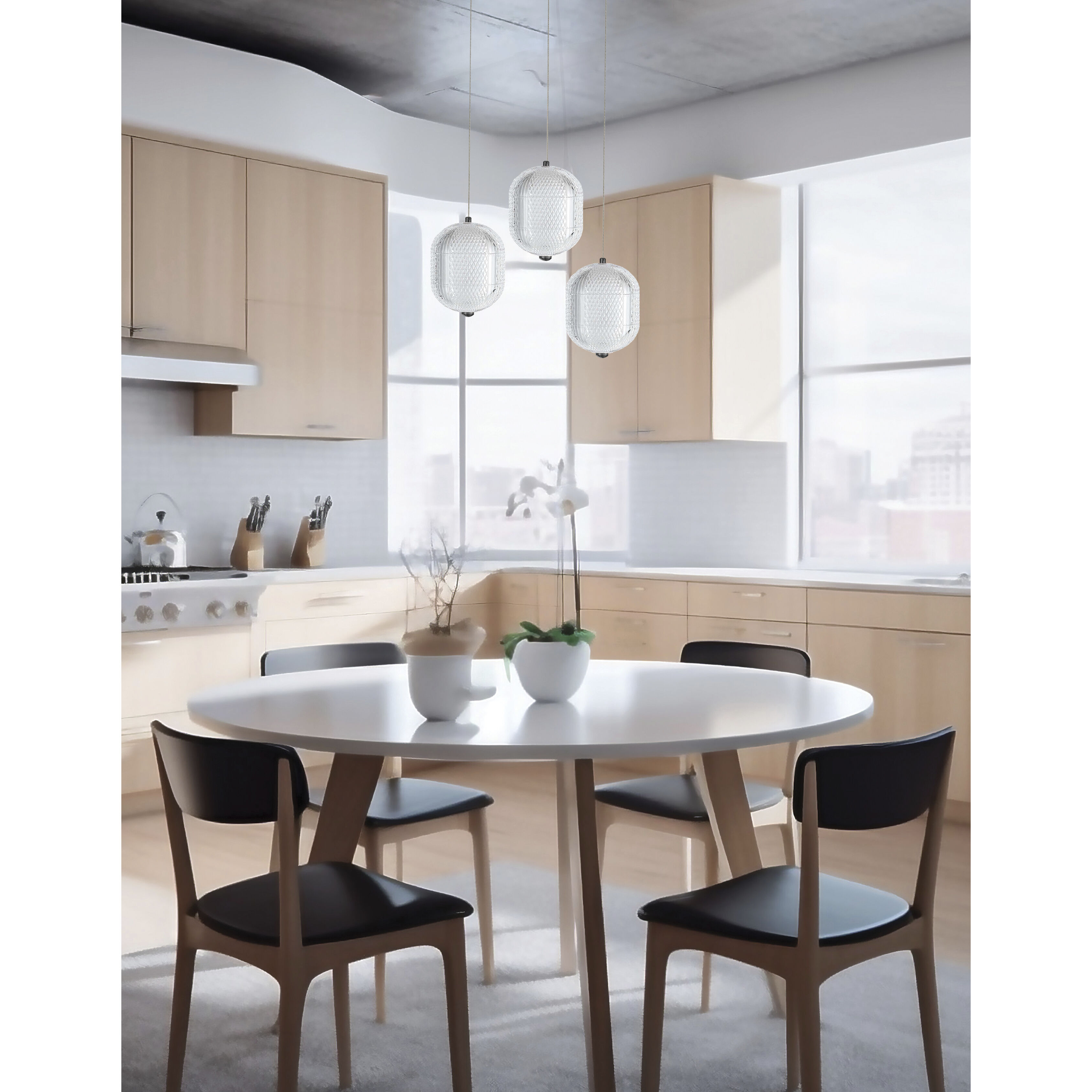 Peri LED 12 inch Matte Black Multi Pendant Ceiling Light