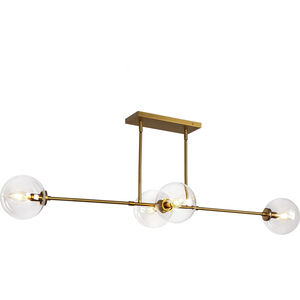 Cassia 4 Light 13.38 inch Aged Brass Linear Pendant Ceiling Light in Clear Glass