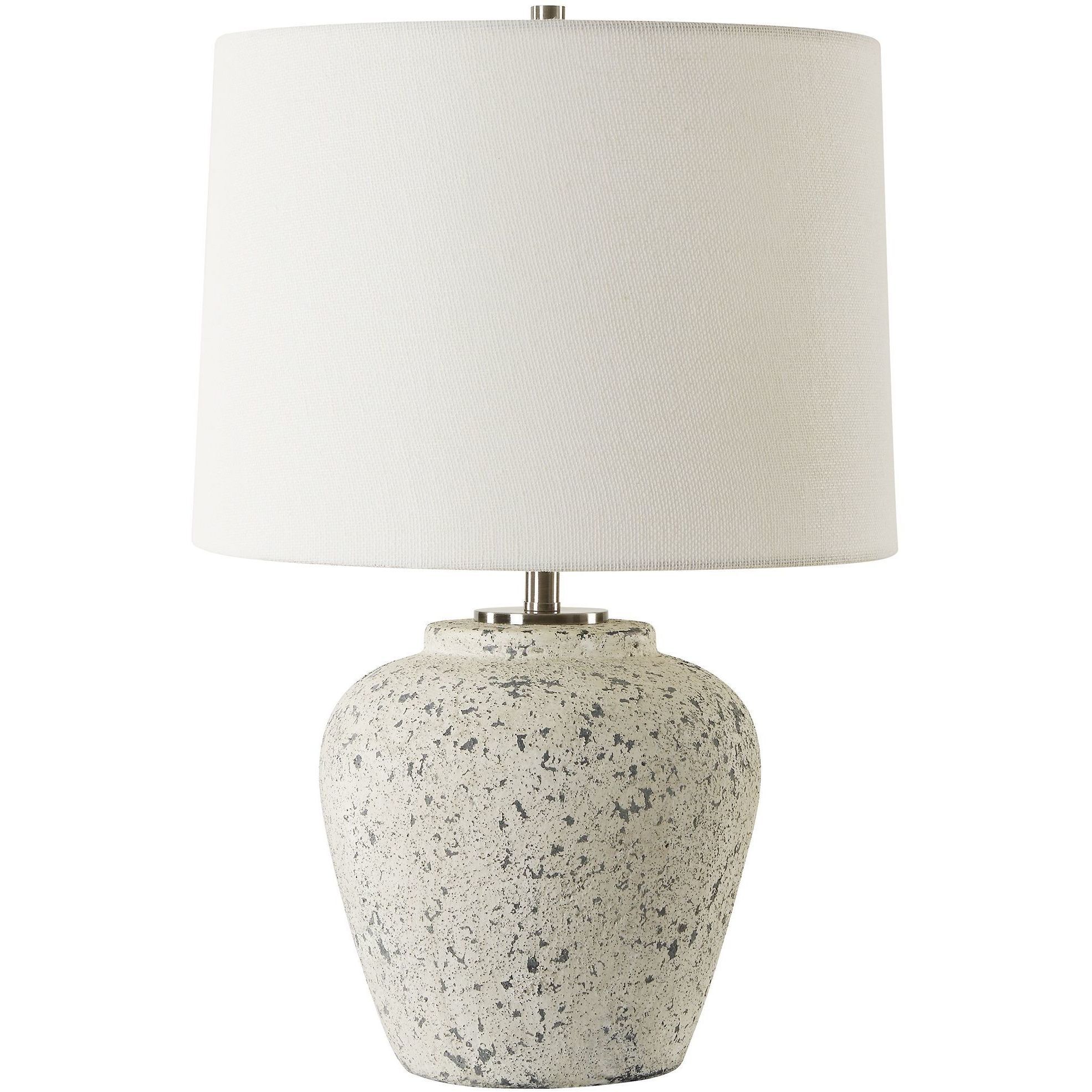 Rupture 19 inch 100.00 watt Distressed Aged Ivory with Stone Gray Undertones and Brushed Nickel Table Lamp Portable Light