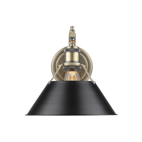 Orwell 1 Light 10 inch Aged Brass Wall Sconce Wall Light in Matte Black, Damp