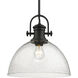 Yep Hines Pendant Ceiling Light in Matte Black, Seeded Glass, Large