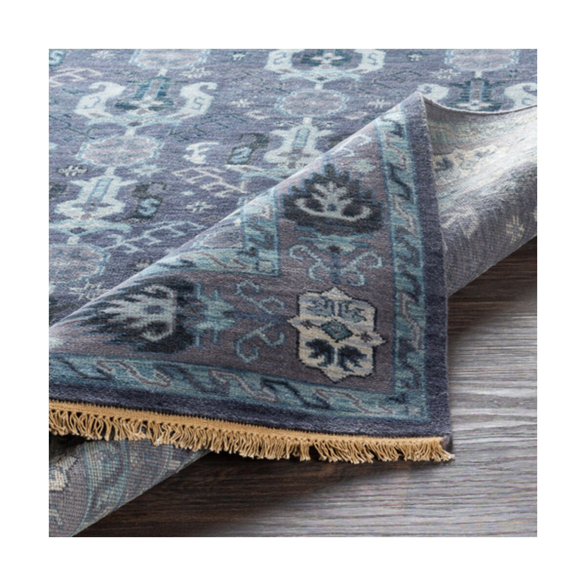 Douglas 36 X 24 inch Navy/Dark Purple/Aqua/Pale Blue Rugs, Wool