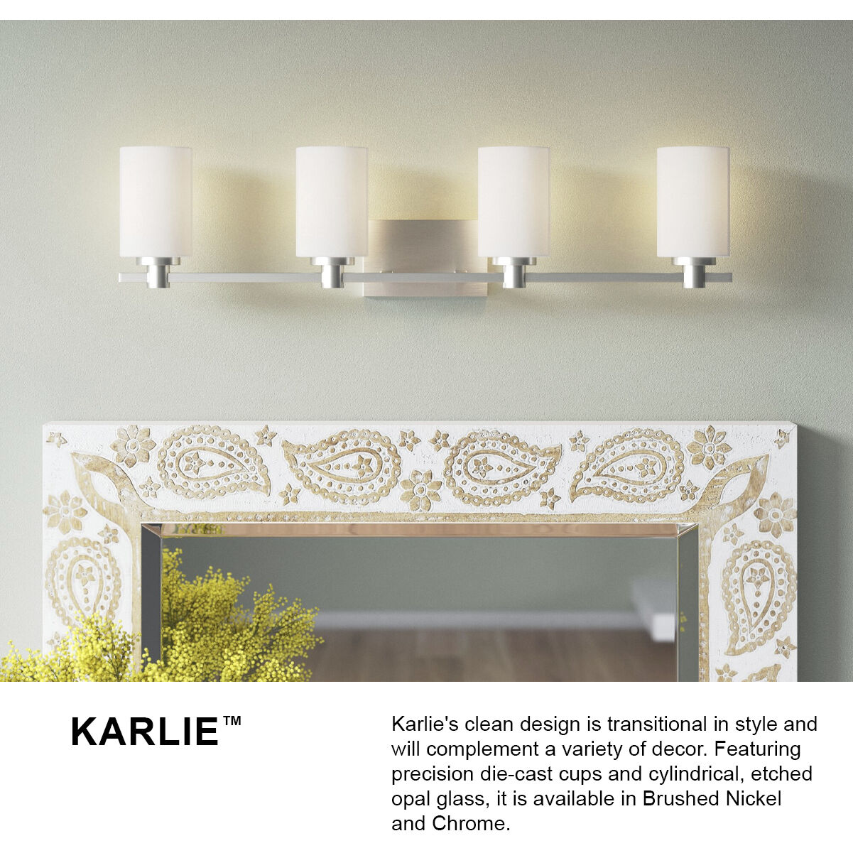 Karlie 5 Light 35.5 inch Chrome Vanity Light Wall Light