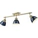 Yep Duncan 3 Light 35.38 inch Aged Brass Semi-Flush Mount Ceiling Light in Navy