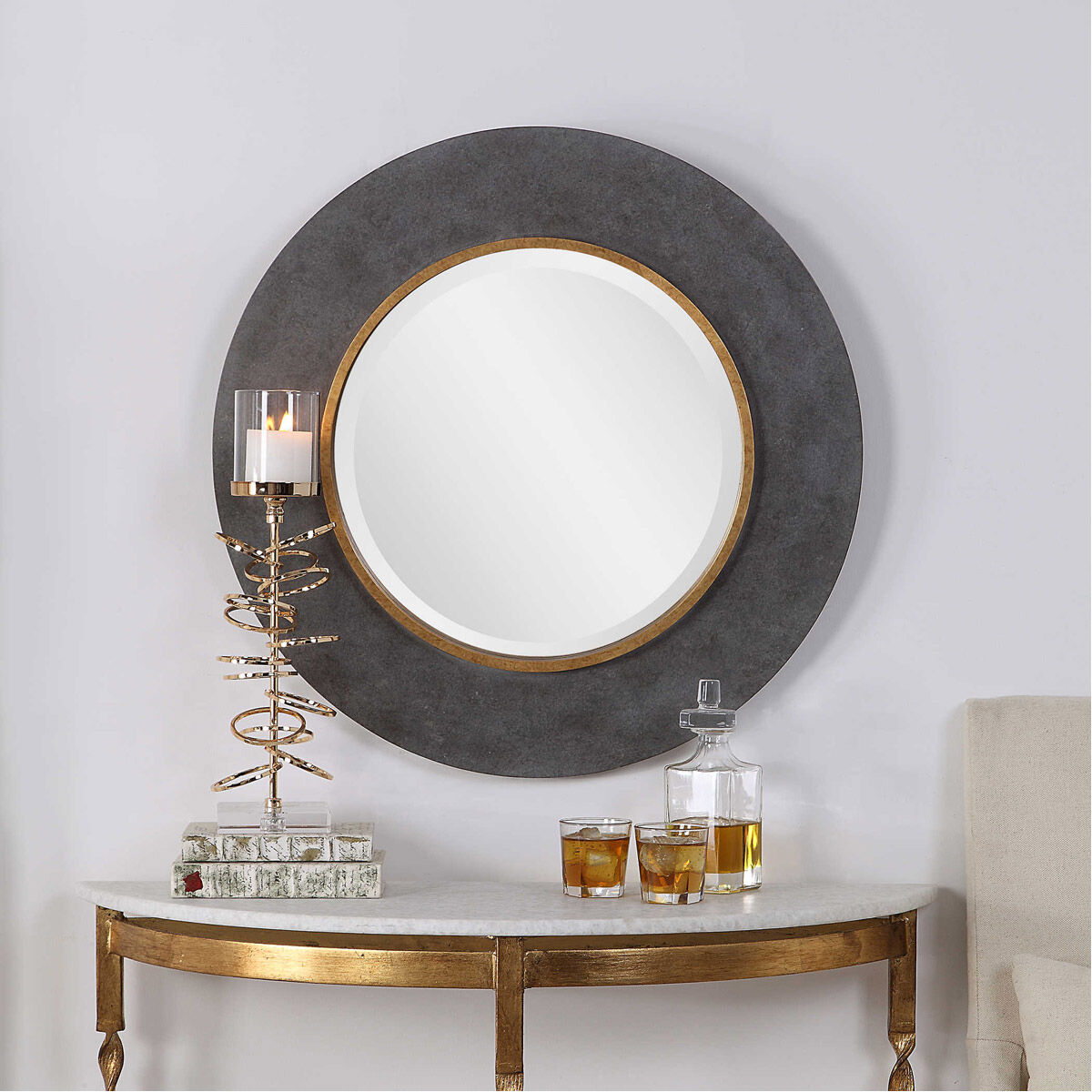 Uttermost 09491 Saul 30 X 30 inch Mottled Charcoal Concrete