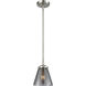 Nouveau Cone 1 Light 6.25 inch Brushed Satin Nickel Mini Pendant Ceiling Light in Incandescent, Plated Smoke Glass, Nouveau