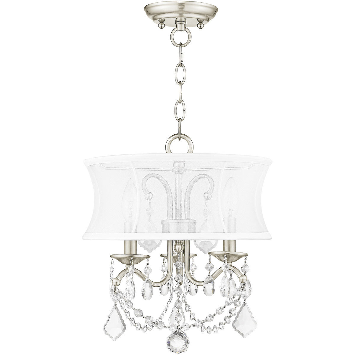Newcastle 3 Light 13 inch Brushed Nickel Convertible Mini Chandelier/Ceiling Mount Ceiling Light