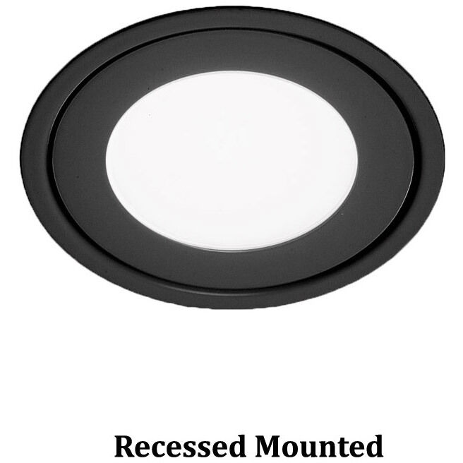 LED Button Light 24 LED 3 inch Black Puck Light in 3000K